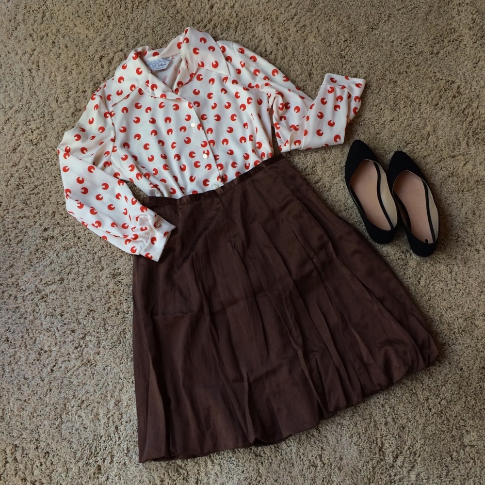 Vintage Max Azria Collection Brown Silk Skirt Size 4